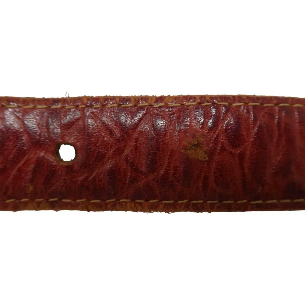 Cipriani Vintage 80s Red Leather Italian Alligator Calfskin Leather Belt